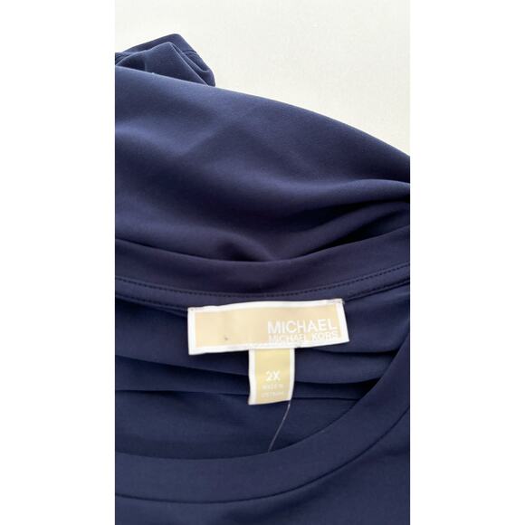Michael Kors Womens Ladder Short Sleeve Shift Dress Plus Size 2X Midnight Blue - Picture 5 of 6
